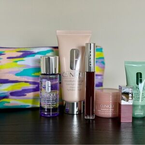 Clinique Skincare and Makeup Collection with Colorful Pouch